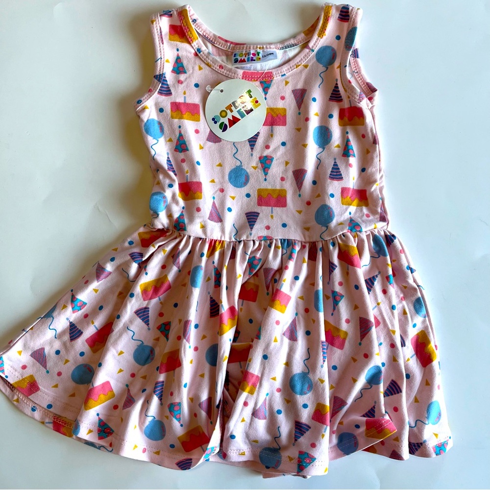 Dot Dot Smile Infant Girls 12-24 Month Birthday Dress Light‎ Pink Balloons Party